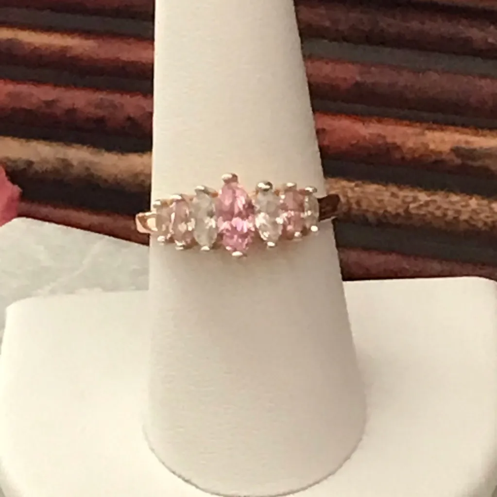Multi Pastel Colored Stones Gold Tone Ring
Size 8 Pink - Image 2