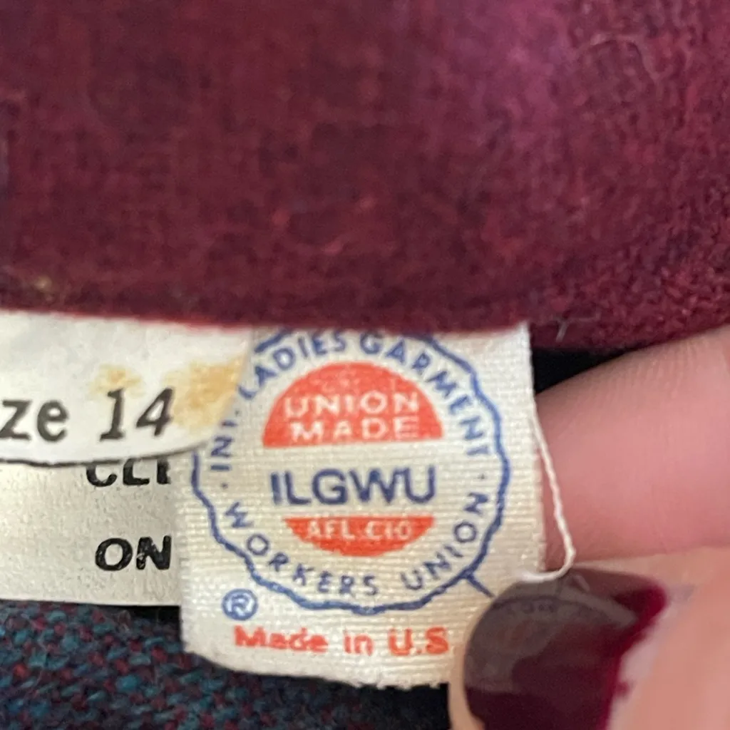 VTG Plaid Pleated Wool Skirt Midi Skirt Red Multi 60’s - Image 8