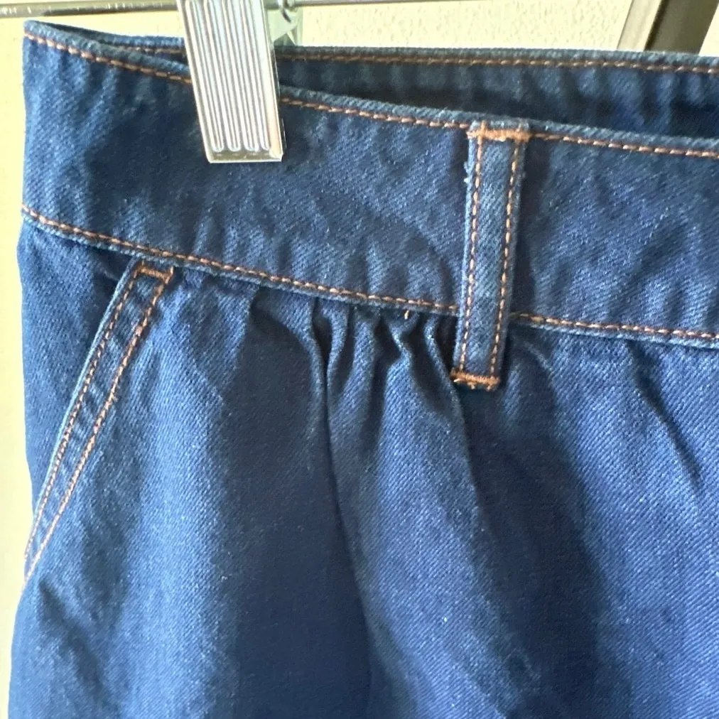 Zara Trafaluc Mini Indigo Denim Skirt Raw Hem Size Medium - Image 2