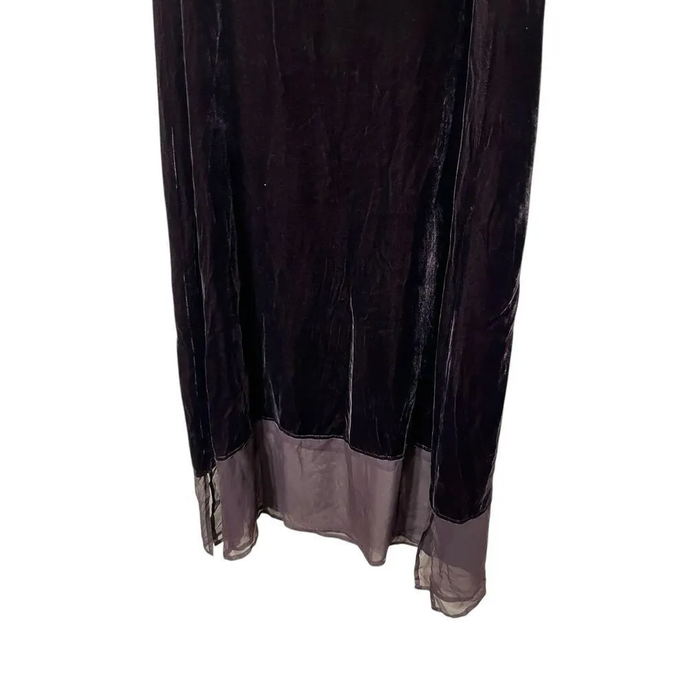 Vintage Harari Silk Blend Dark Brown Velvet Maxi Dress Size M NWT Size M - Image 4
