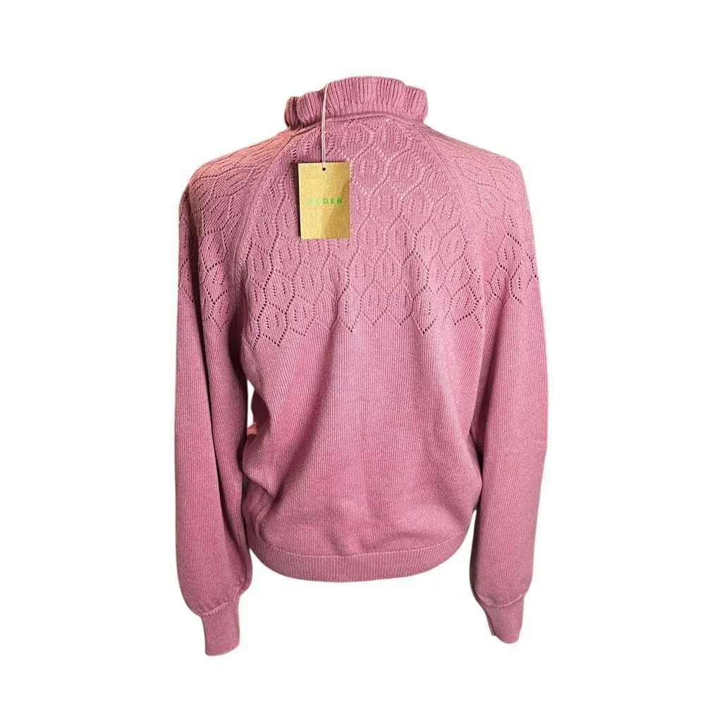Boden Pointelle Detail Cashmere Blend Pink Sweater Strawberry Sherbet M NWT Size M - Image 6
