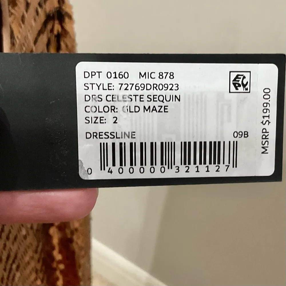Gianni Bini Celeste Sequin Dress Sz 2 New Gold Maze Long Sleeve Mini - Image 5