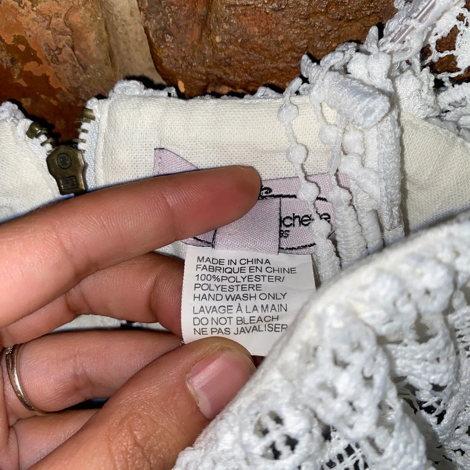 Muche Et Muchette White Crochet Lace Tassel Tie Crop Top Women's Size S/M - Image 5