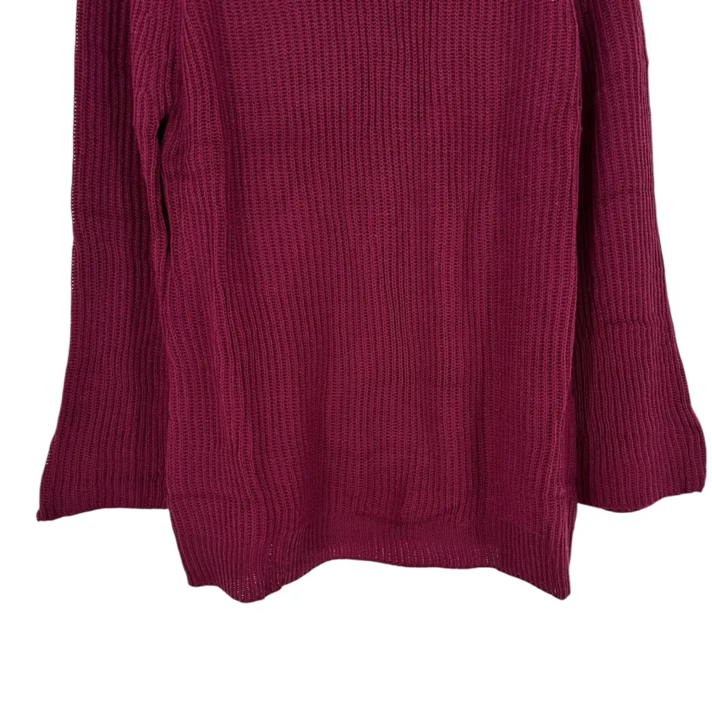 Hayden LA Burgundy Knit Sweater size 1X Flared Cuff Long Sleeve NWT Back Cutout Red - Image 4