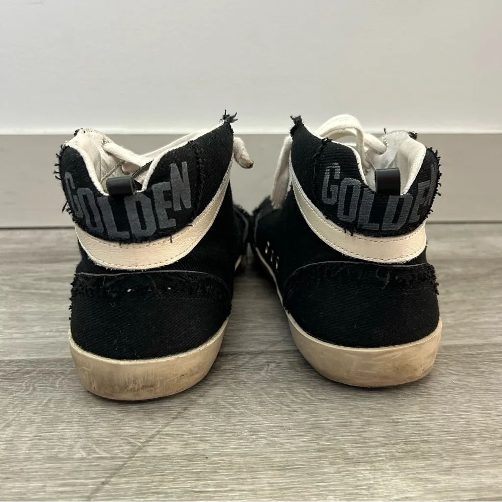 Golden Goose Mid Star Black High Top Skater Sneakers Streetwear Italian Size 37 - Image 5