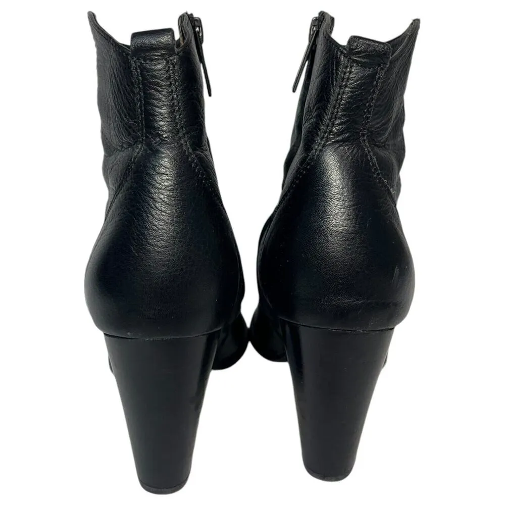 Joie Boots Womens 9.5 Leather Dalton Side Zip Cone Heel Ankle Booties Black - Image 5