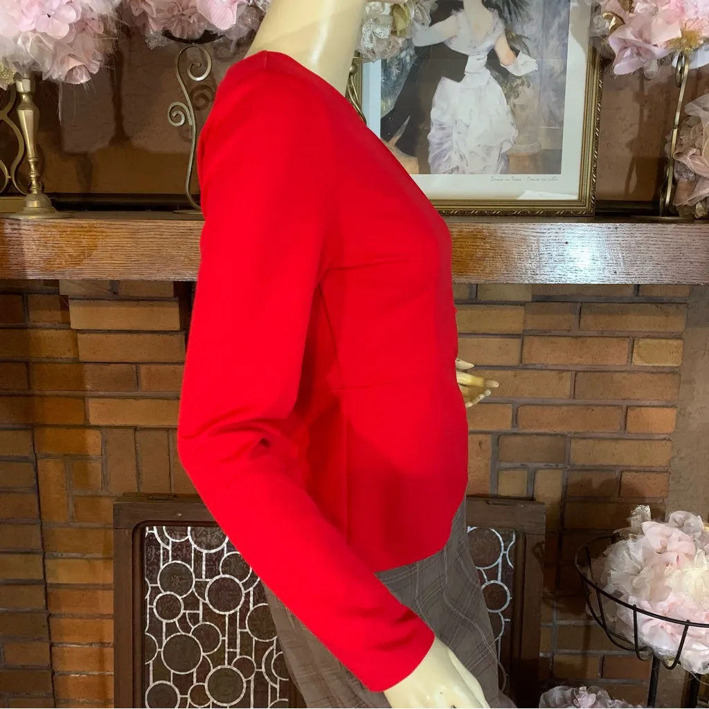 SHEIN RED KNIT PEPLUM WITH RUFFLE SHOULDER TOP (S) - Image 6