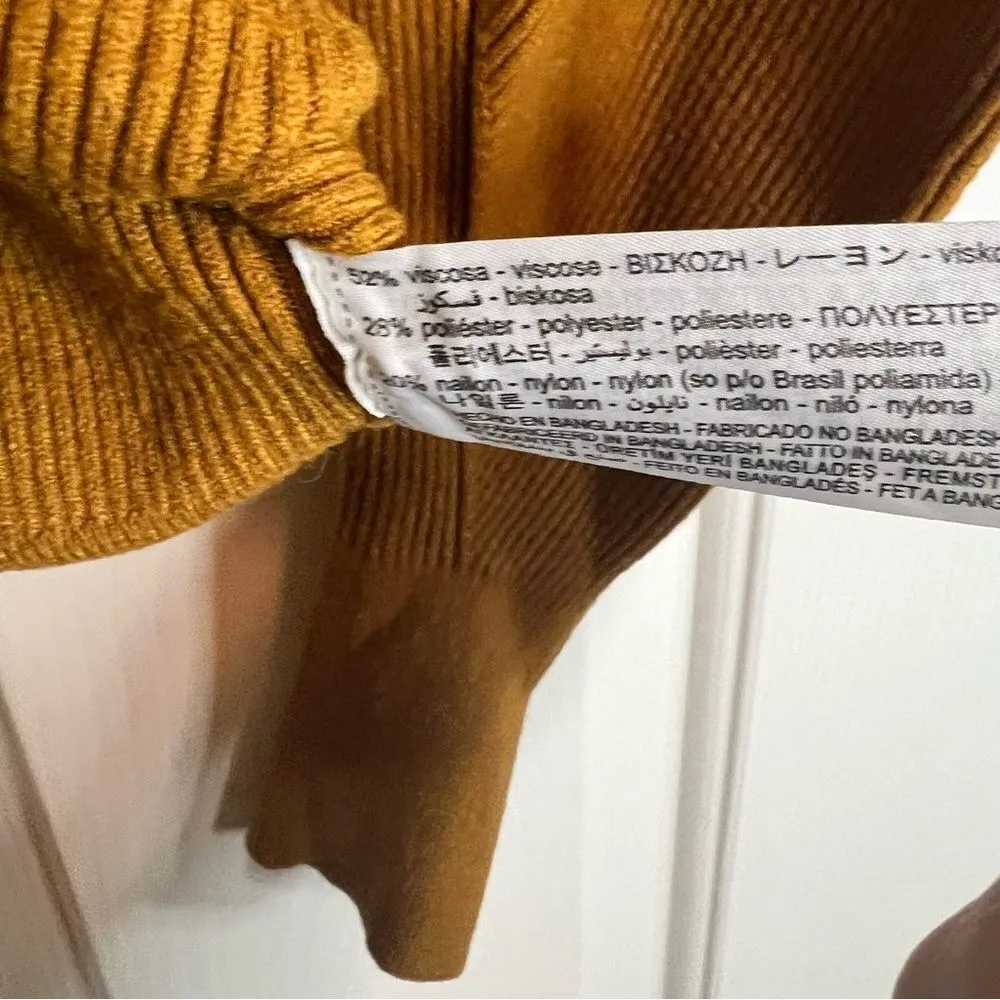Zara Soft‎ Mustard Knit Ribbed Button Down Cardigan Size Small No Flaws - Image 3