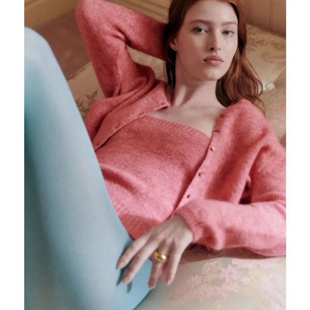 Sézane NWT Berry Pink Cardigan - Image 3