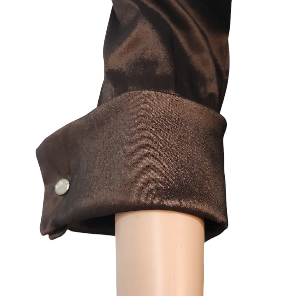 Tadashi Brown Satin Long Formal Modest Luxury Dress Sz 8 - Image 8