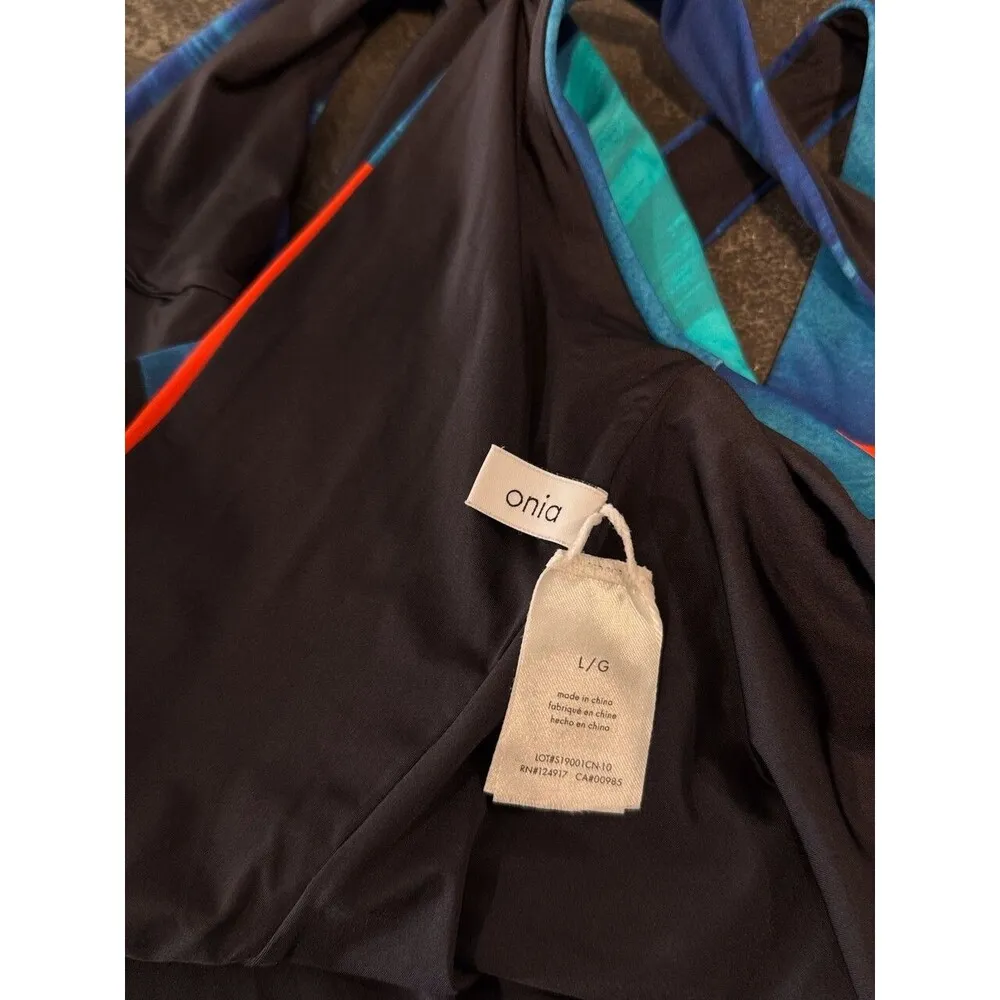 Onia Womens Swimsuit Orange Kelly One Piece High Cut Tropical Bathing Suit Large - Image 5