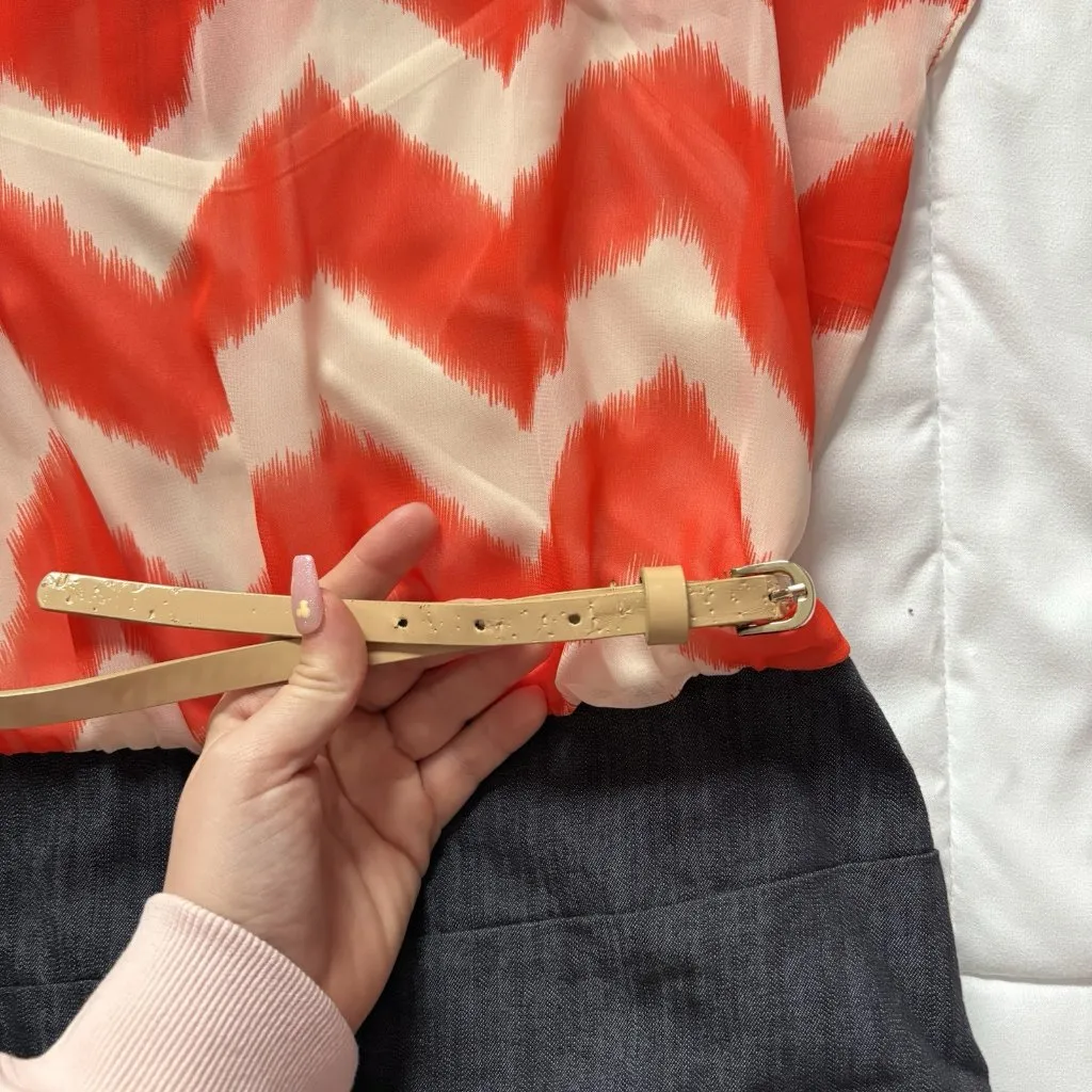 Dressbarn Womens Size 4 Denim Tiered Midi Dress Orange Jean Office Business City - Image 3