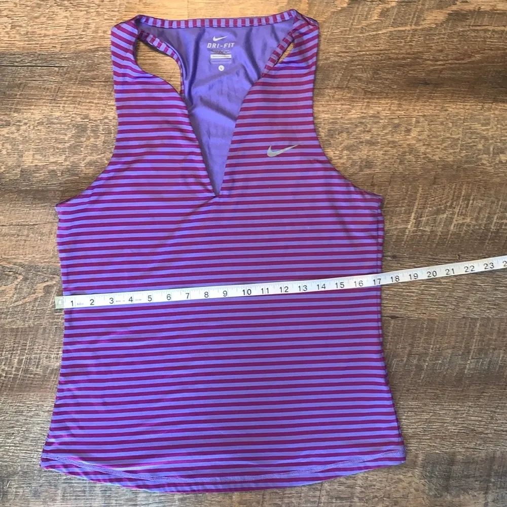 Nike Golf/Tennis/Pickleball Sleeveless Dri-Fit Purple Striped Top Women’s Large - Image 5