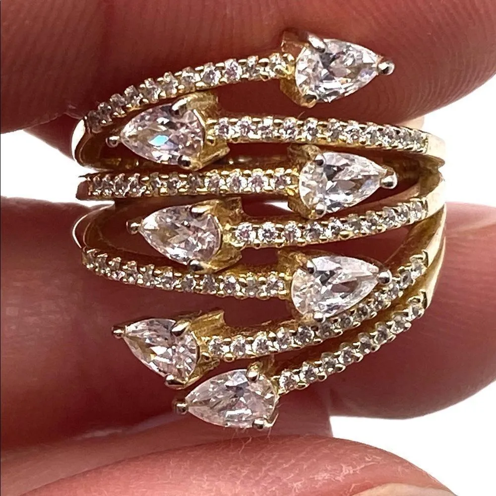 Stunning Sterling Silver Layered wrap Cocktail‎ Ring Size 6 - Image 2