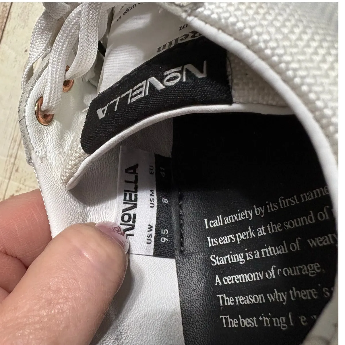 Novella Chapter 01 Verse 01 Love Poem Lace Up Sneakers Women's Size 9.5 White - Image 7