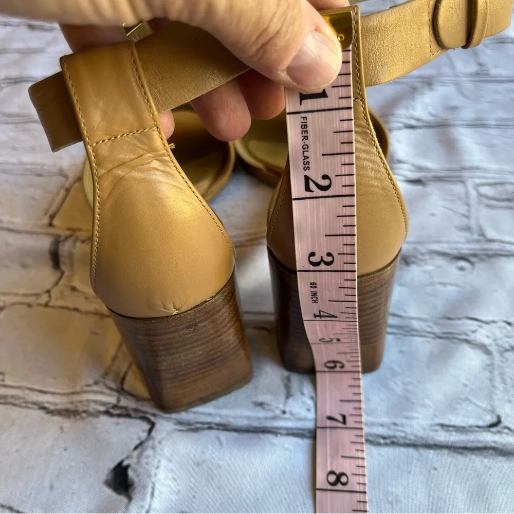 Enzo Angiolini Neutral Tan Leather Sandals 7.5 Womens Ankle Strap Minimalist - Image 15