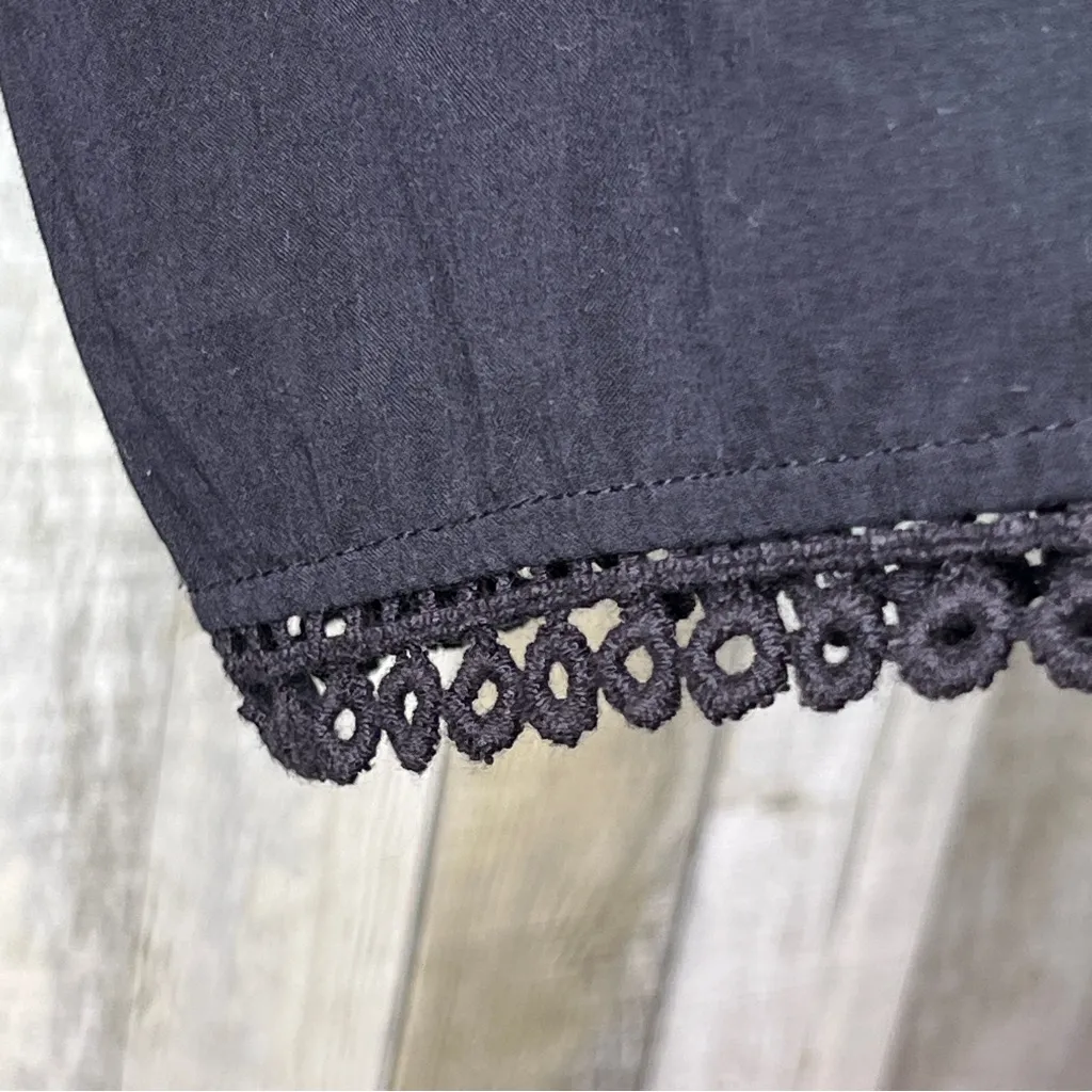 Mud Pie (Flawed Tie String) XL Black Coverup With Eyelet Lace Trim Pullover - Image 7