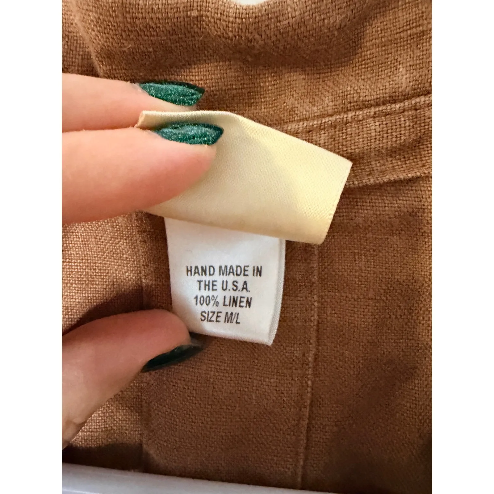 Katherine Drew Designs Linen Art Patch Tree Nature Button Up Shirt M L Brown Size undefined - Image 4