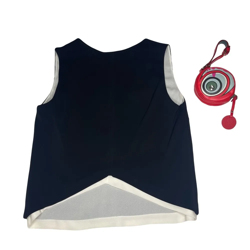 new A.L.C. ALC ♥︎ Cutaway Hem Contrast V Neck Tank Top ♥︎ Black White ♥︎ Size 8 - Image 5