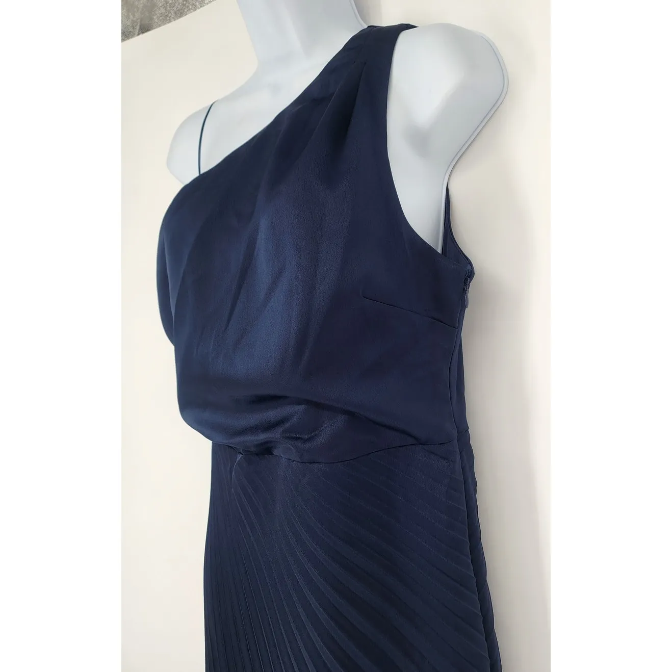 Sam Edelman Navy Blue Pleated One Shoulder Dress Women's Size 6 - Image 4