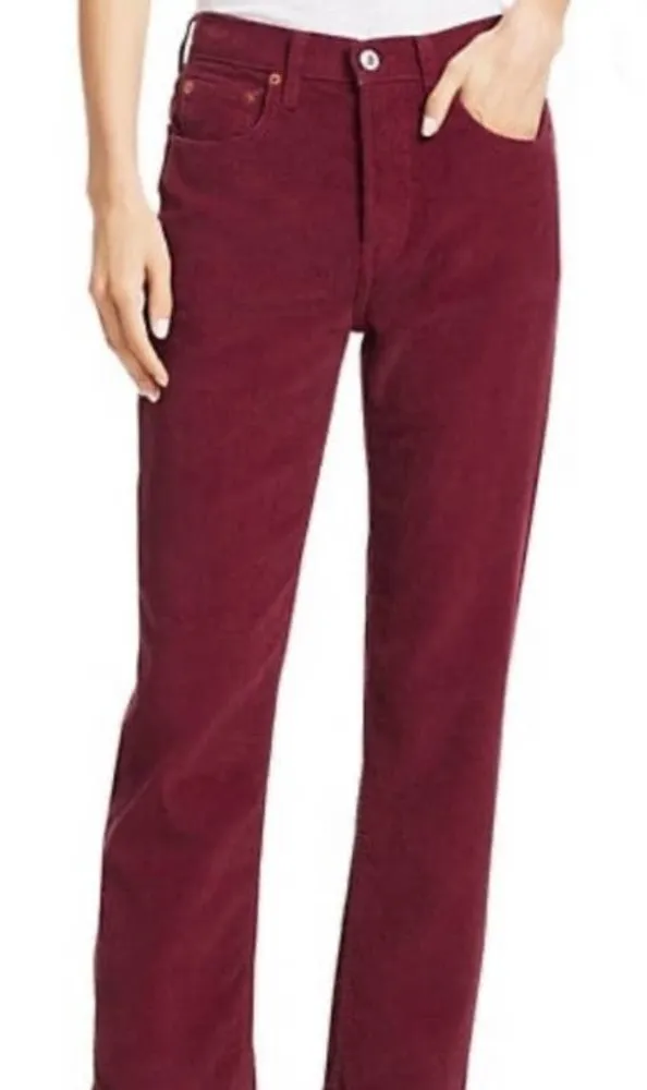 RE/DONE Corduroy Pants NWT Burgundy Red USA High Rise Stovepipe - Image 1