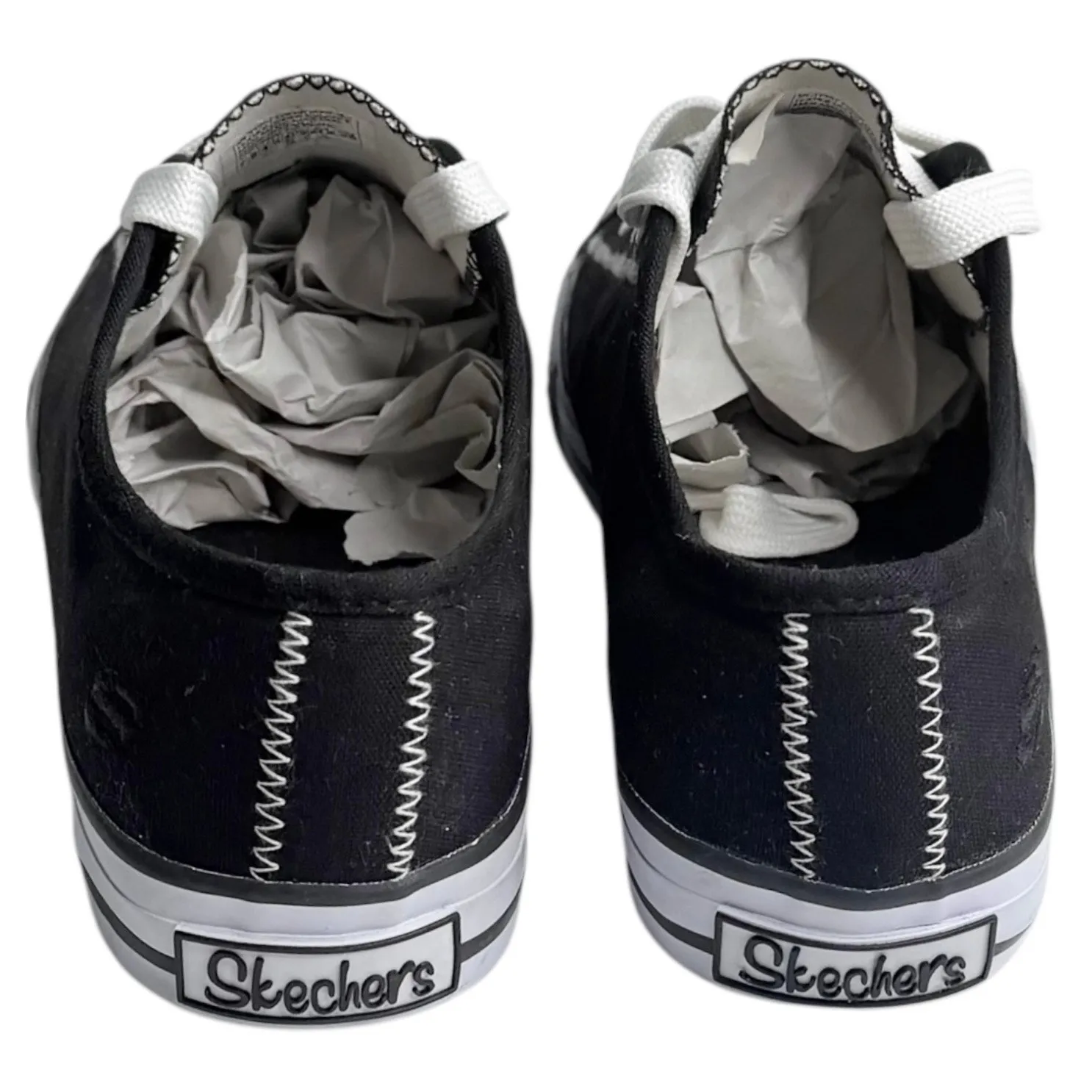 Skechers Cali Low Top Canvas Sneaker Metal Studded Women Lace Up Shoe 7.5 Black - Image 6