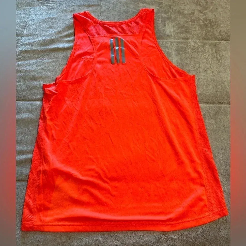 ADIDAS Running Aeroreasy Tank Top Size Medium Neon Orange Sleeveless - Image 2