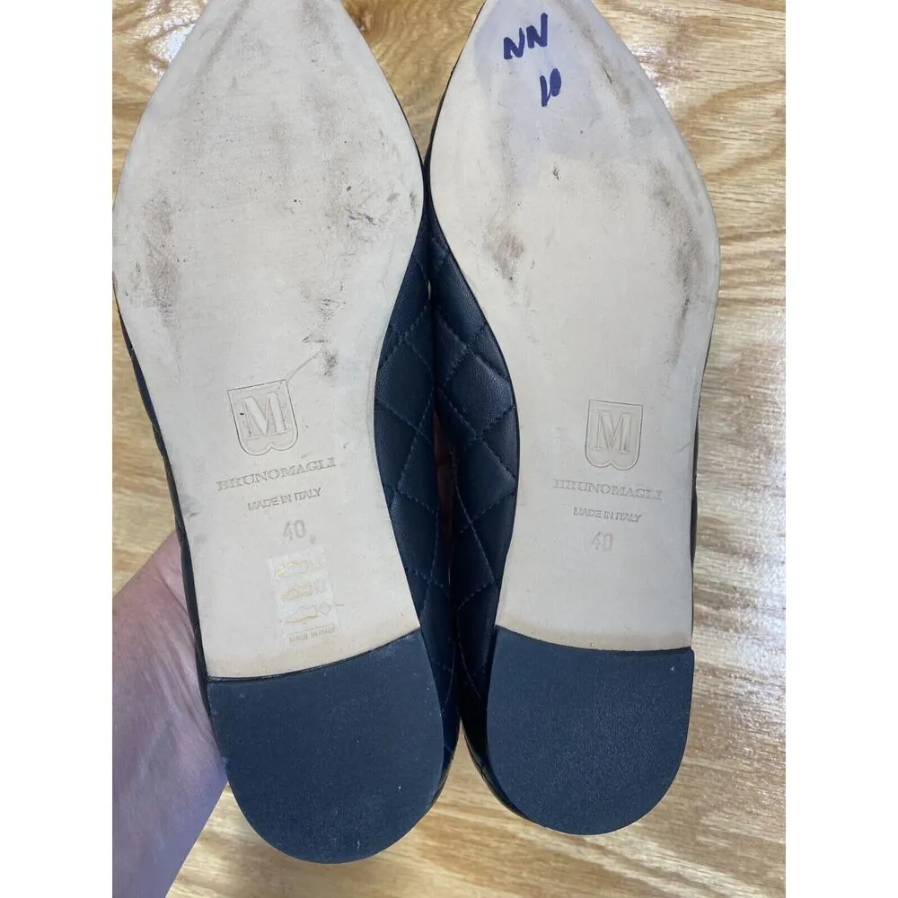 Bruno Magli Flat Shoes Women's 9.5 Black Leather Bianca Quilted Pointed Toe S63 - Image 3