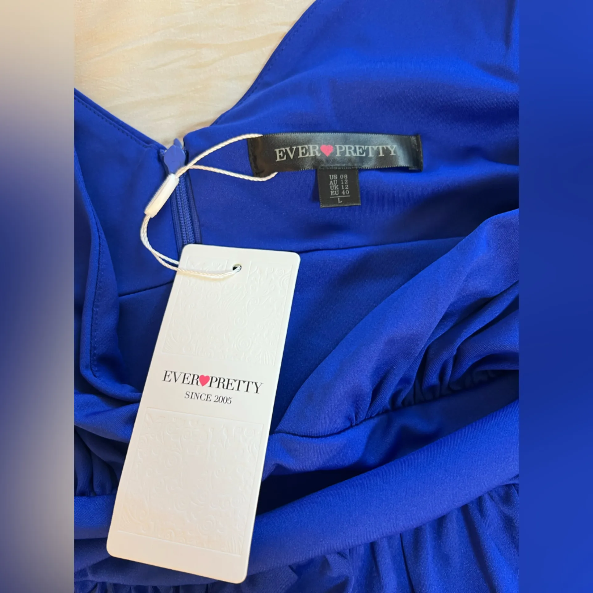 Ever-Pretty Women's  Royal floor  Length High Stretch‎ Side Slit Pleated Size L - Image 10