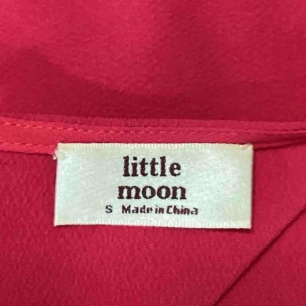 Aritzia Little Moon Pink Crew Neck Cutout Back Elastic Waist Blouson Dres Size S - Image 4
