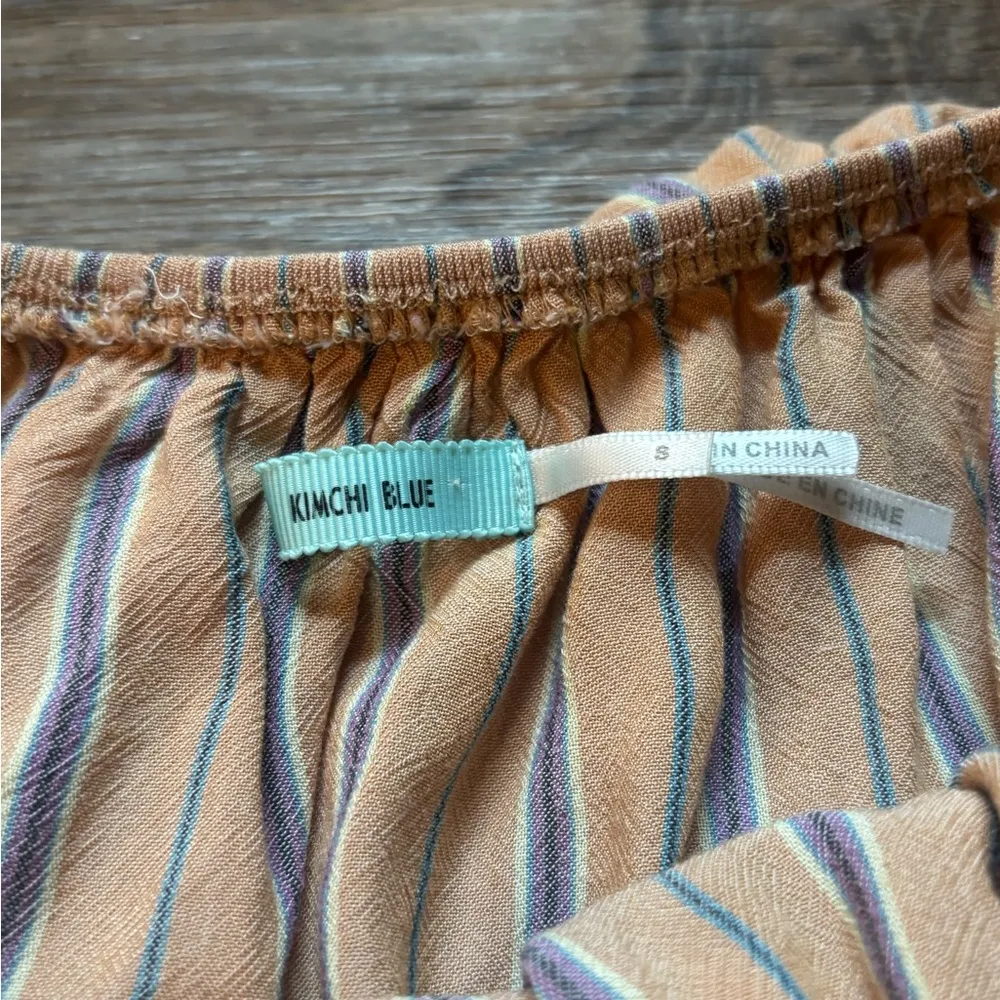 Kimchi Blue Urban Outfitters Womens Orange Striped Off Shoulder Cropped Top - Sm - Image 3