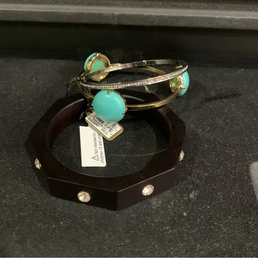 Juicy Couture Pam Gela Bangle Bracelet 3 Piece Set Silver and Turquoise NWT - Image 6