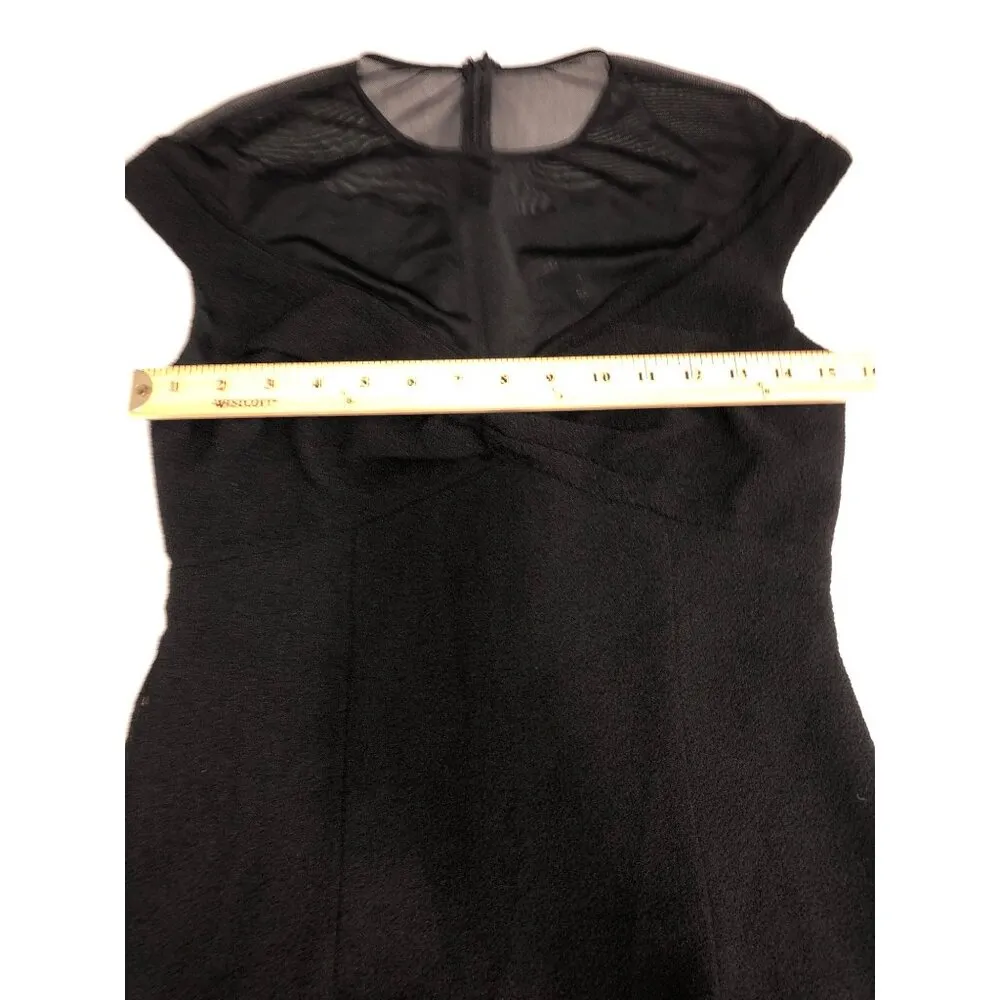David Meister Little Black Dress Size 4 Sheer Top Short Sleeve Chic Classic USA - Image 6