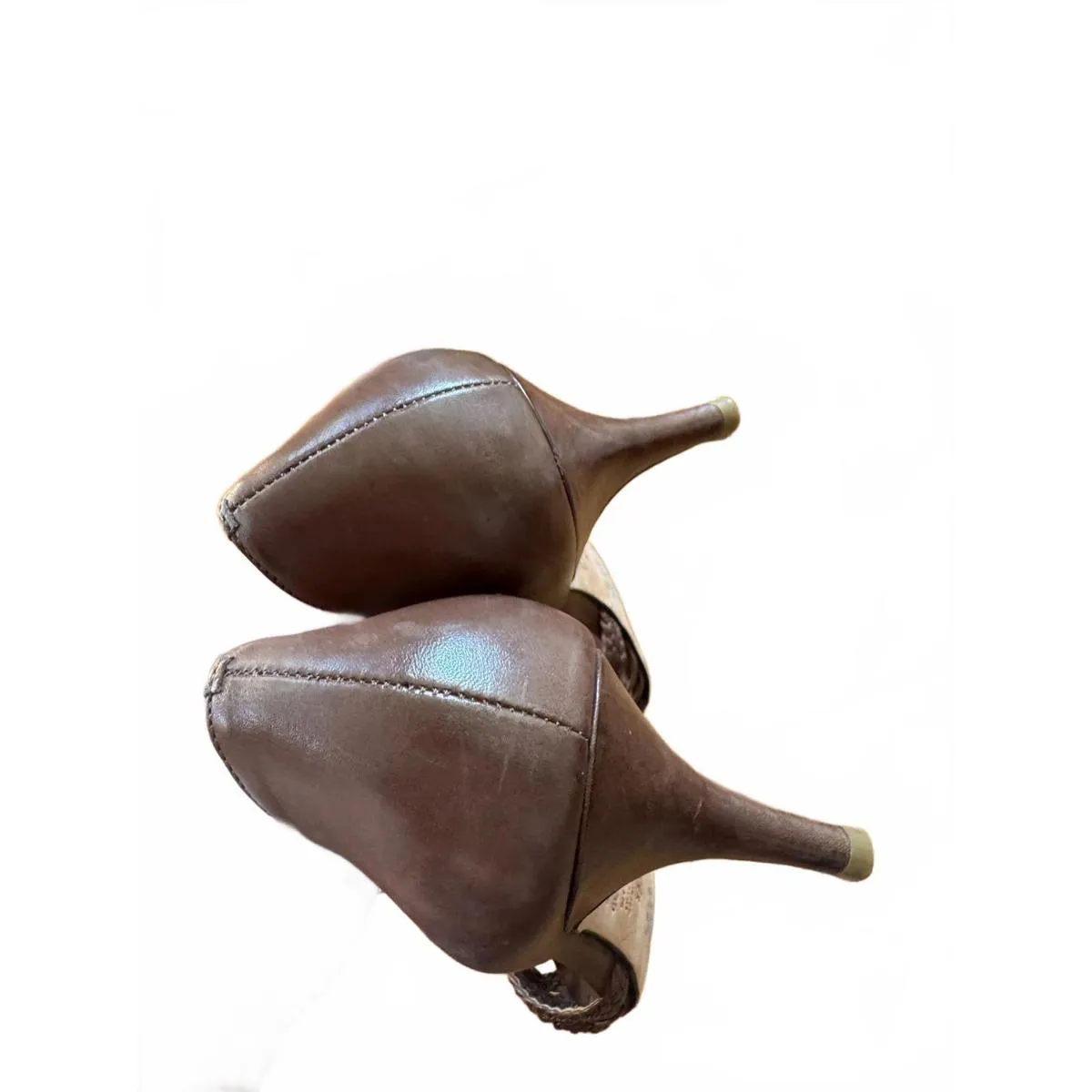 Schutz Brown Wicker Kitten Heels Size 8 - Image 4