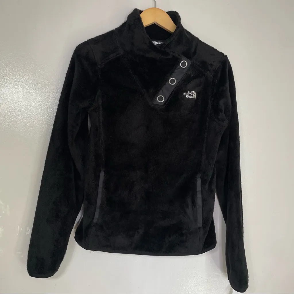 North Face Mossbud Asymmetrical Snap‎ Neck Fleece Pullover Size XS - Image 2