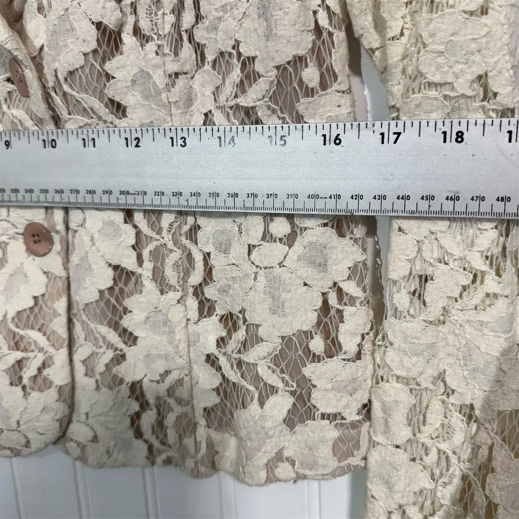Cabi Lace Blazer Jacket 8 Ivory Floral Sheer Romantic Coquette Soft Goth Cottage - Image 4