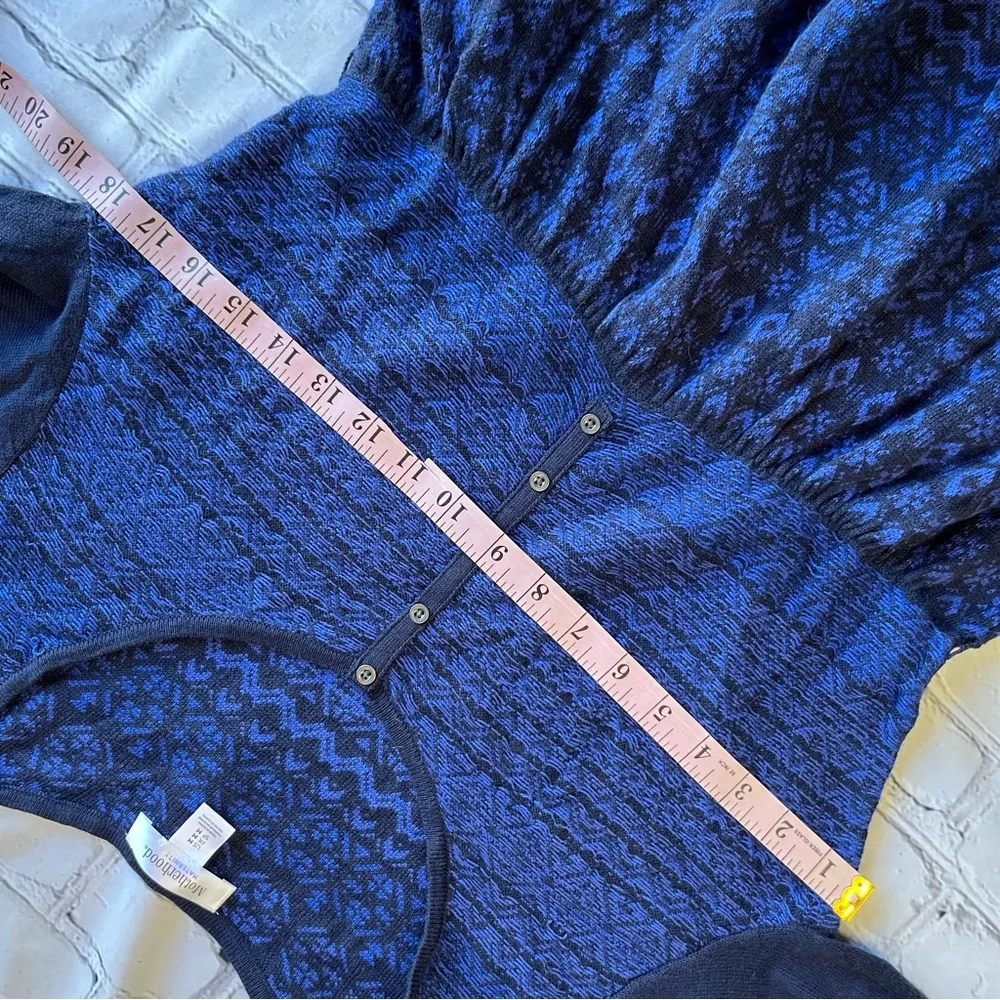 Motherhood Maternity Black + Blue Knit Fair Isle Dress Medium Long Sleeve EUC - Image 4