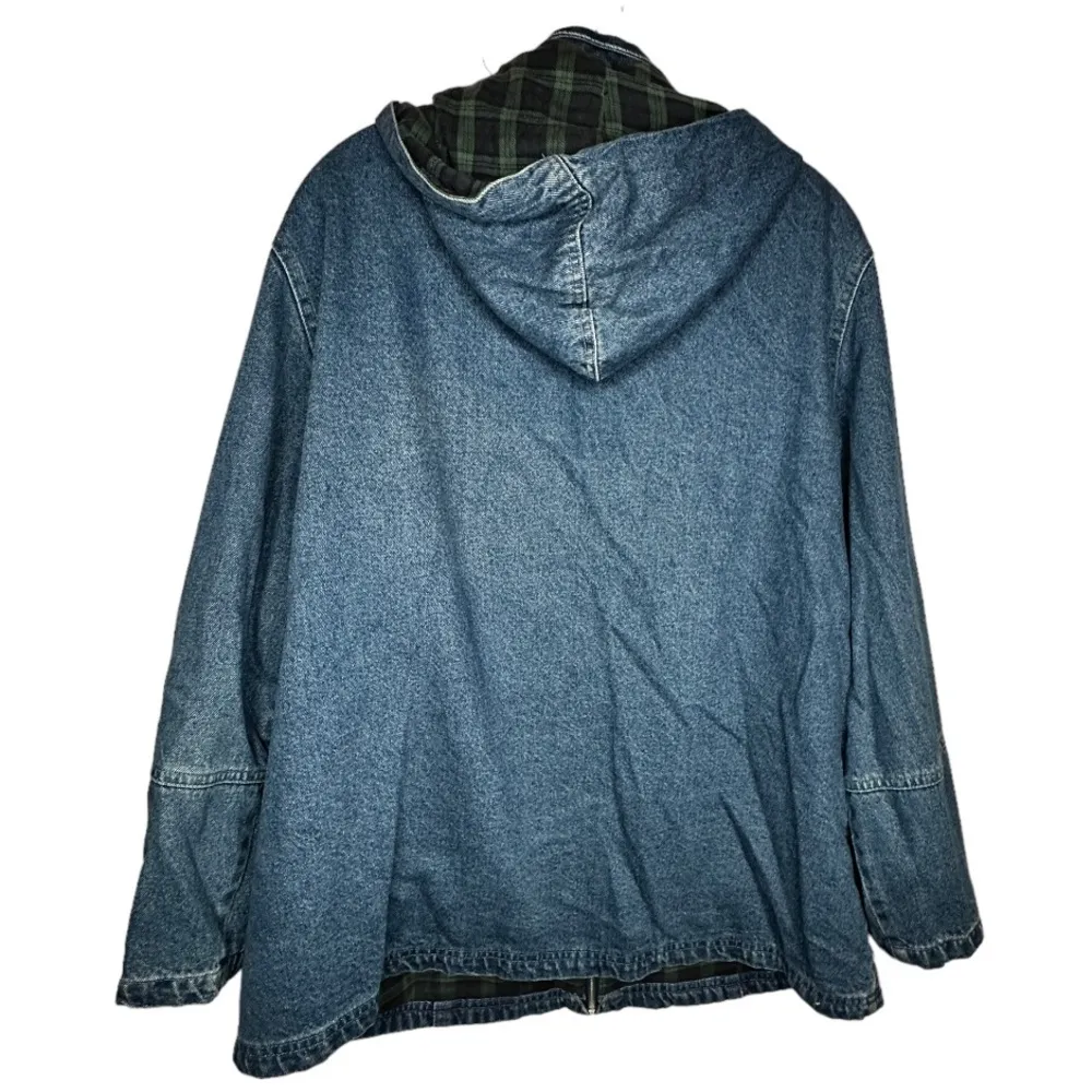 Vintage North‎ Style Denim Hoody Coat Blue Size XL - Image 5