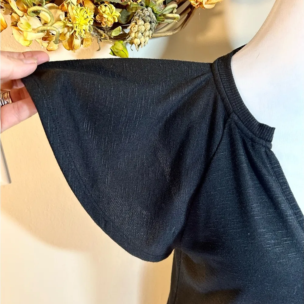 PAIGE Blossom Knit Flutter Sleeve Side Slit Midi Dress — Black Women’s Medium - Image 4