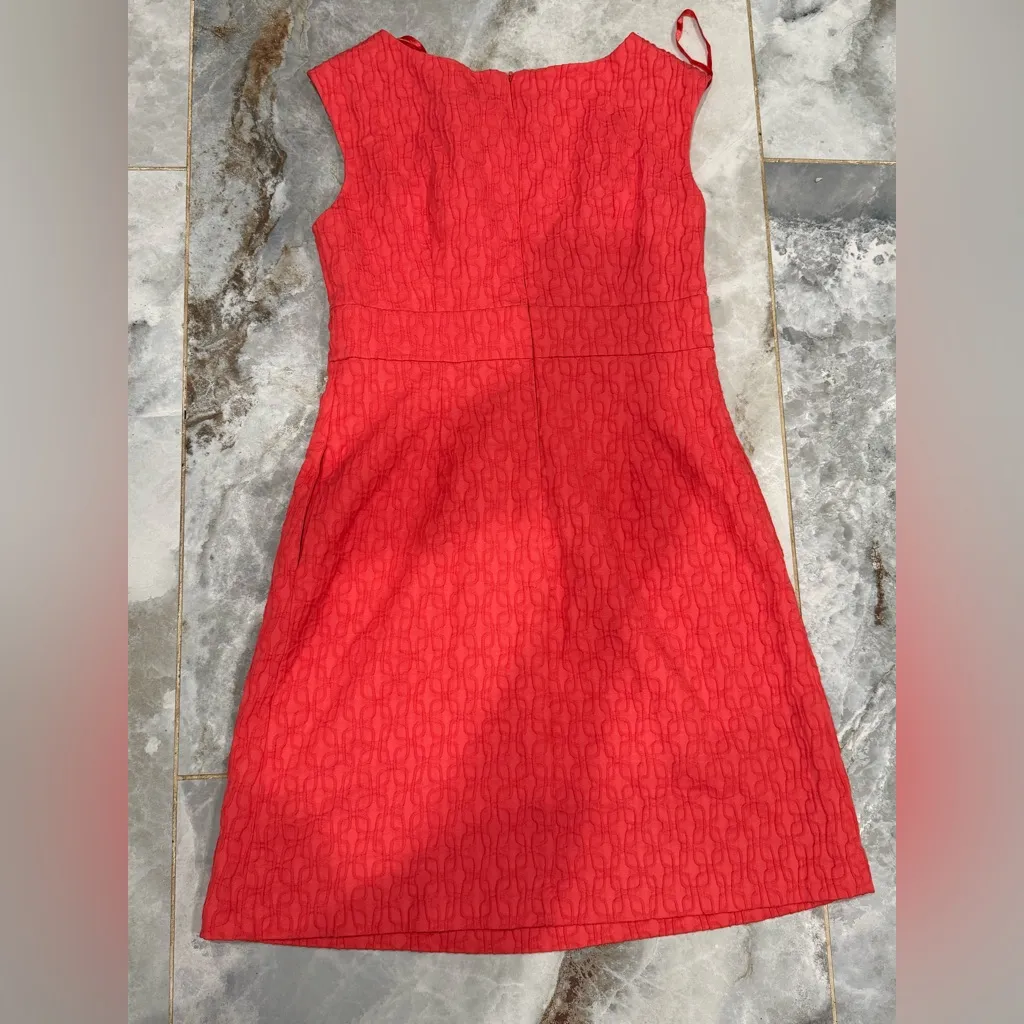 Sandra Darren  Vibrant Red Patterned Dress - Image 10