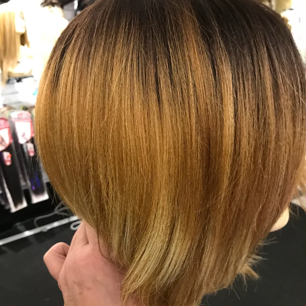 Ombré short thick wig blonde pixie bob wig - Image 5