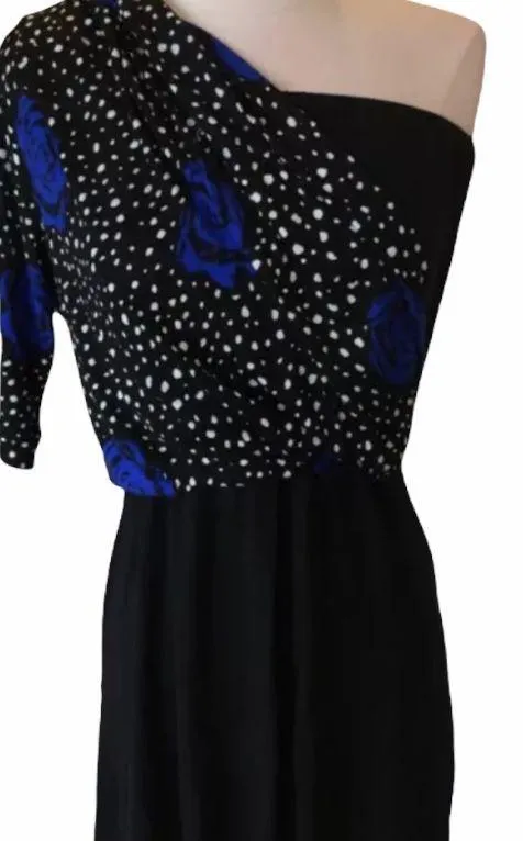 T Bags Los Angeles Dress One Shoulder Size Small Blue Black - Image 4