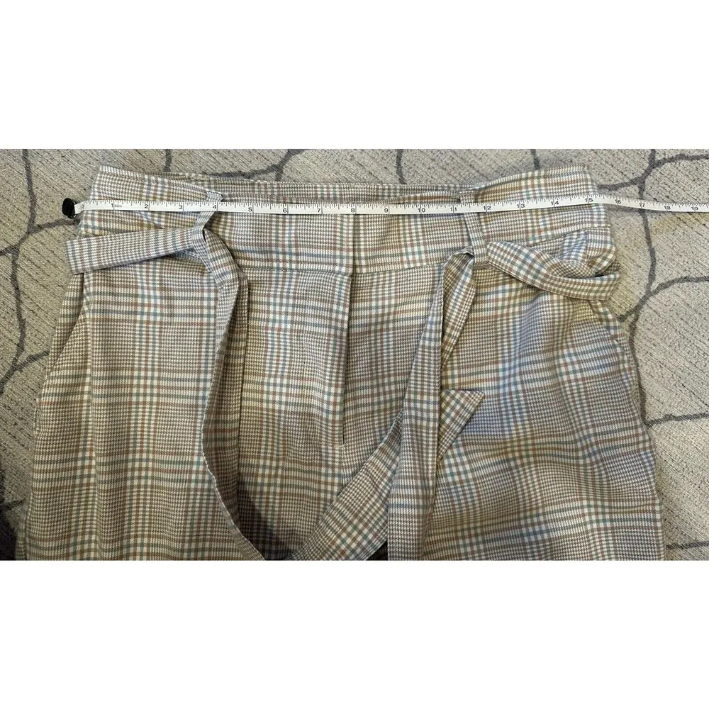 Joie Pants Womens Size 8 Straight High Waisted Crop Beige/Gray Plaid Stretch - Image 5