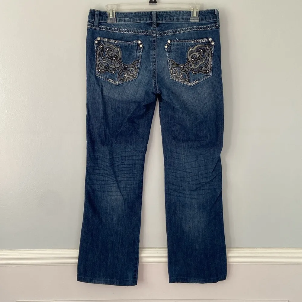 Wrangler Rock 47 Ultra Low Rise Jeans Size Rhinestone Rodeo Western Cowgirl Sz8 - Image 6