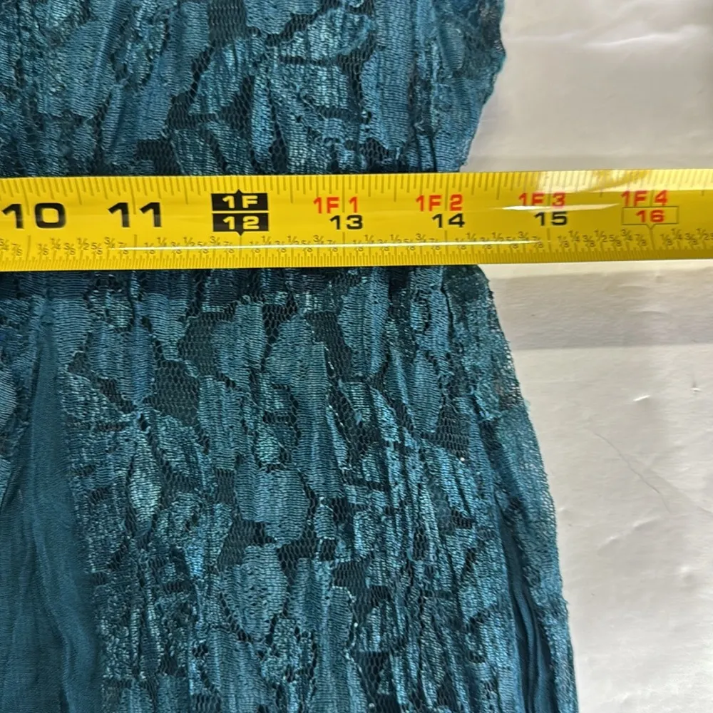 American Angel Teal Lace Maxi layered crinkle broomstick dress M whimsigoth vtg Blue Size M - Image 14
