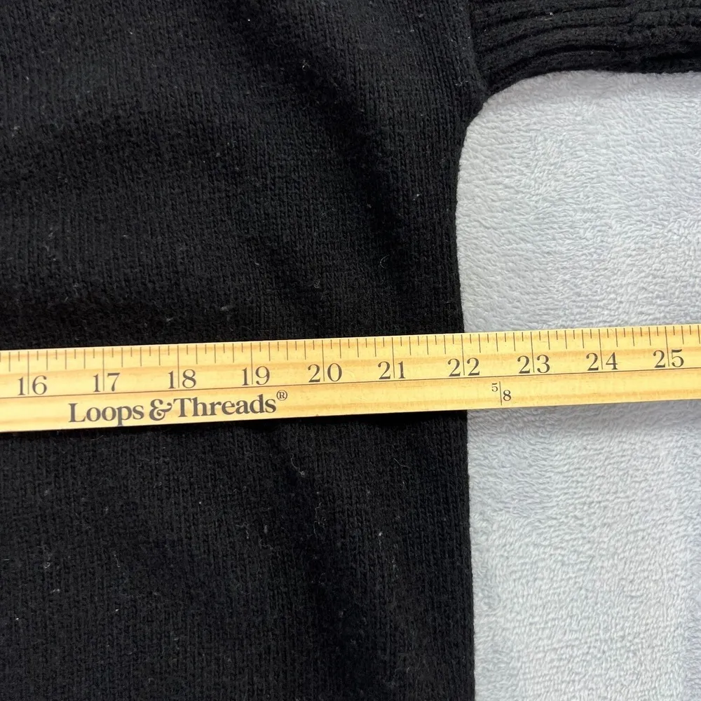 UGG Wool Blend Knit Cardigan Open Front Black XS Long Sleeves Pouch Pockets Boho - Image 8