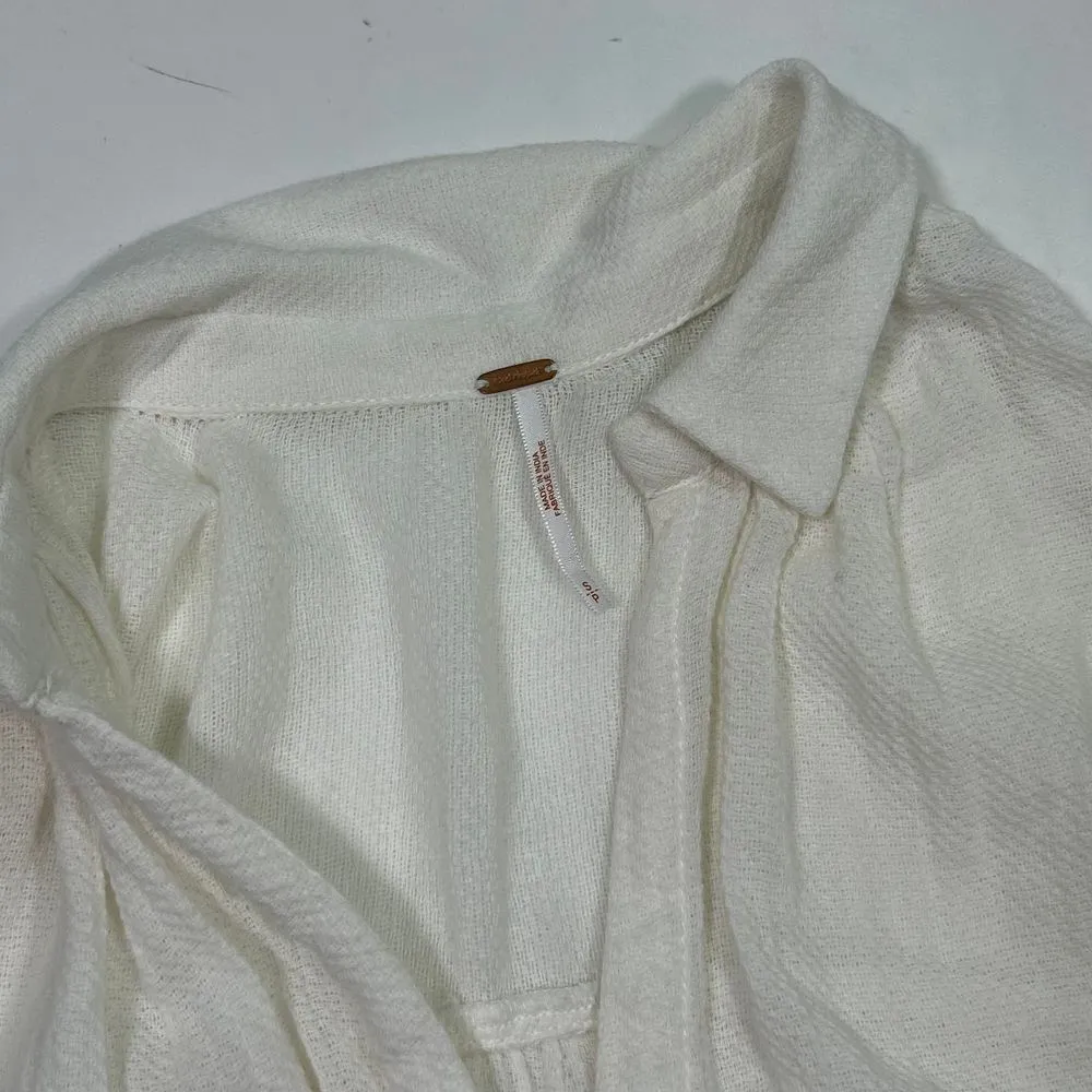 Free People Oversized Soft Burlap like casual long sleeve Collared Shirt Women S - Image 5