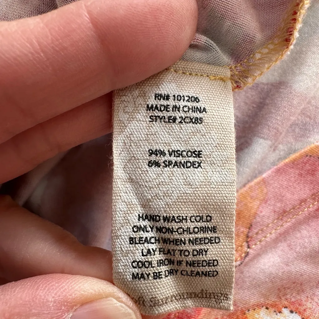 Soft Surroundings Womens Elia
Maxi Dress Orange Floral Colorful 3/4 Sleeves - Image 7