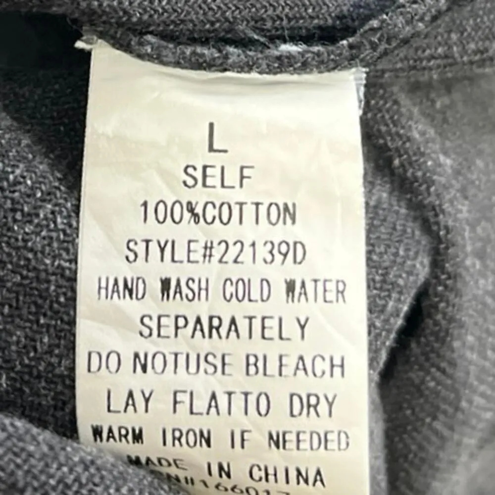 Blue B Black Washed Denim 3/4 Puff Sleeve Button Down Jeans Shirt Dress Size L Size L - Image 7