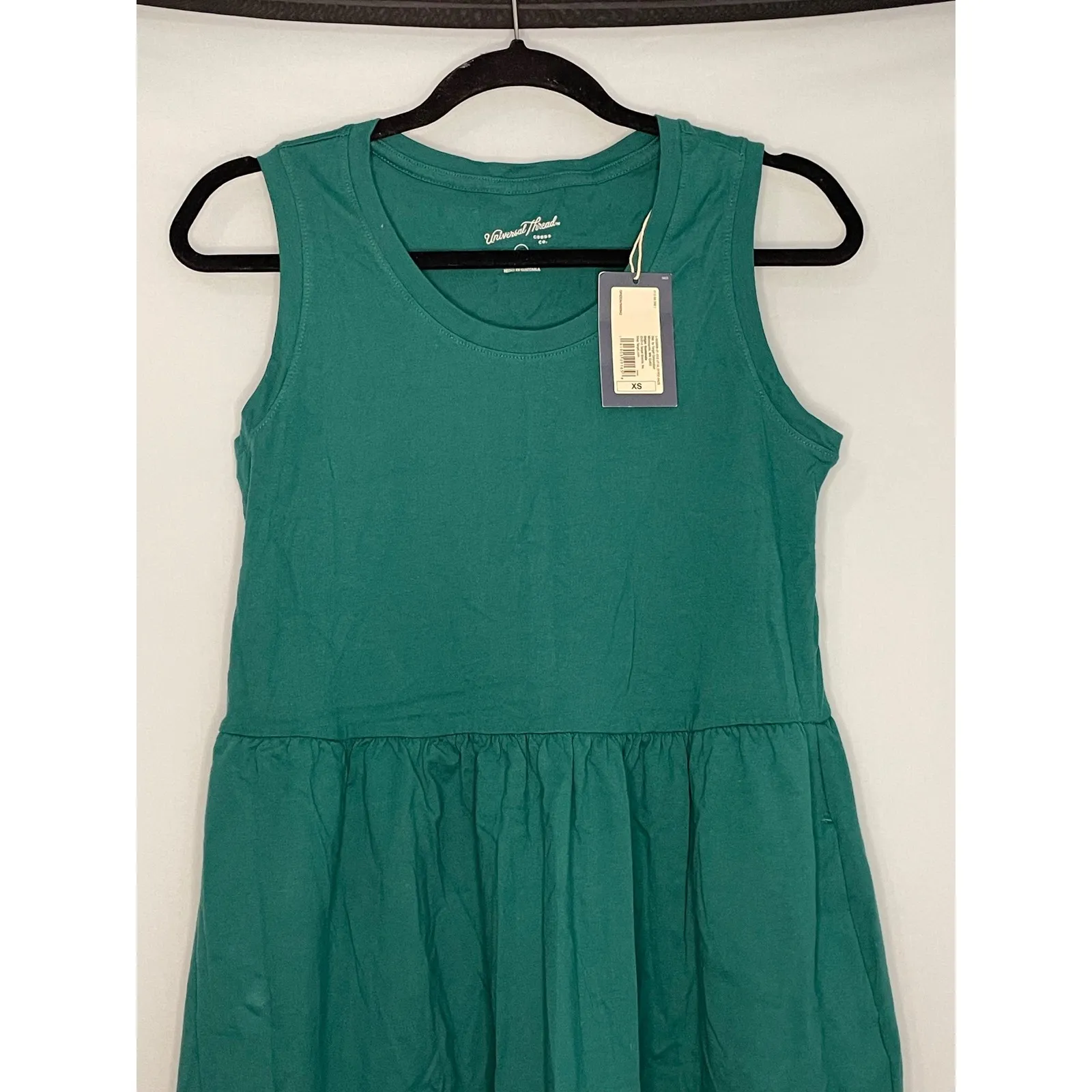 NWT Universal Thread Womens Green Sleeveless Gathered Waist T Shirt Dress XS - Image 2
